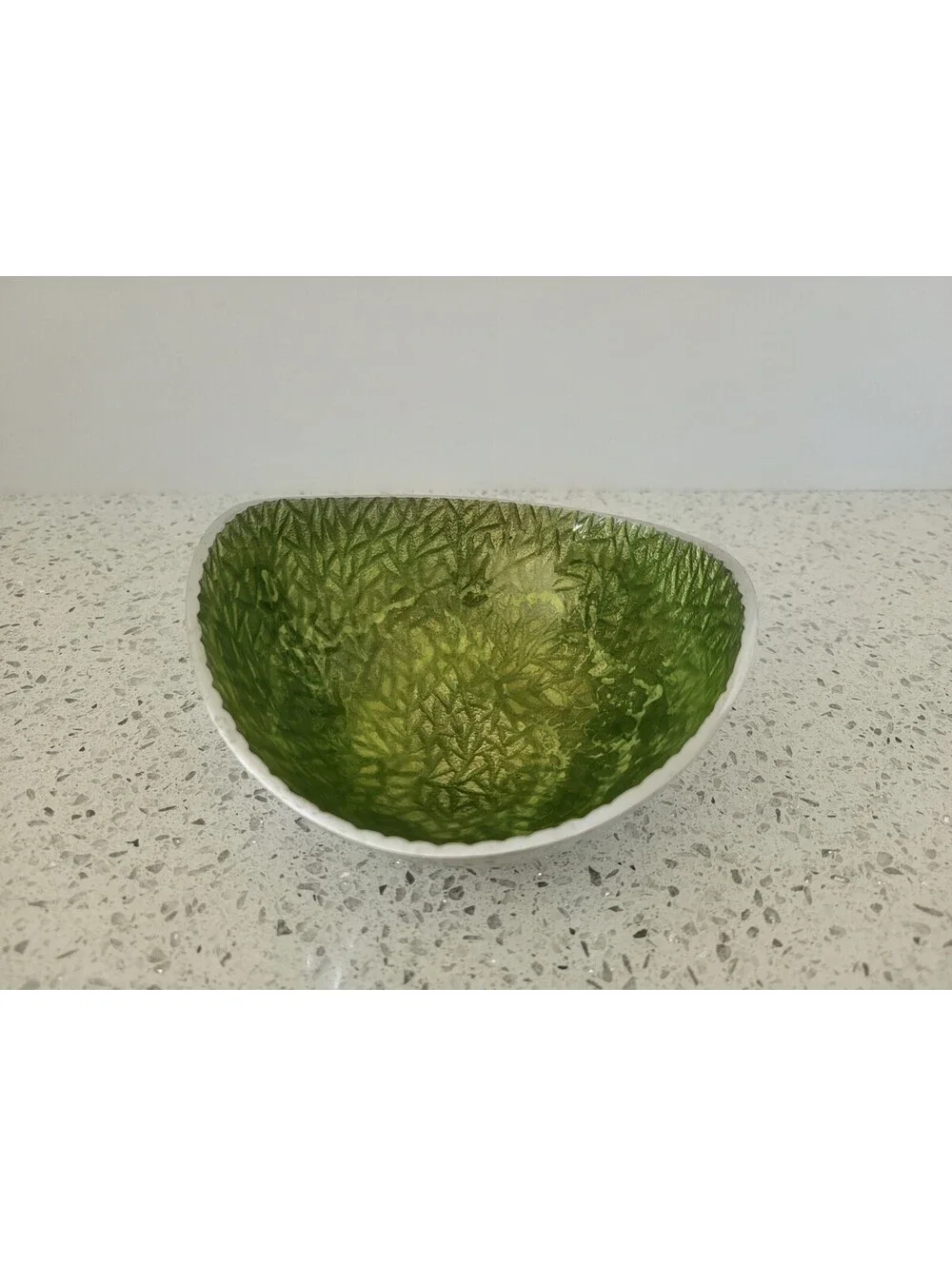 Simply Designz Metal Green Enamel MCM Snack Nut Bowl Trinket Vanity Dish Decor